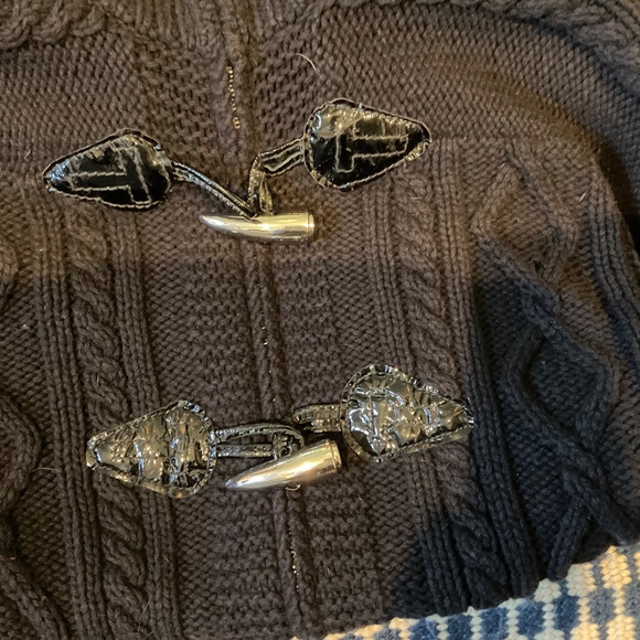 Tory Burch Long Black Wool Toggle Coat Sweater Jacket Size M - Picture 4 of 6